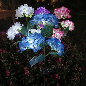 4-piece set of outdoor solar courtyard lights - larger and more realistic embroidered ball flower lights (Quantity: 4PCS)